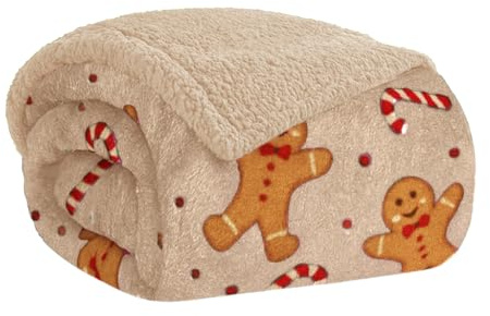 Home Tresor Coperta Plaid Pile Invernale Divano Singola Matrimoniale Morbida Calda Copertina Confortevole Finta Pelliccia Pelosa Sherpa Doppio Lato Flanella - Omino Beige, 150x200 cm