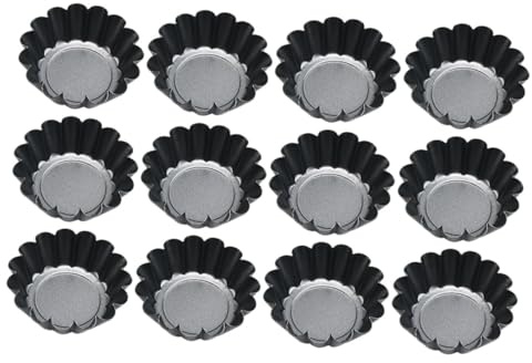 POPETPOP 12pezzi Stampi Per Crostate in Ferro Forma a Fiore Mini Teglie Per Dolci Stampi Per Muffin Utensili Da Cucina Per Torte e Budini