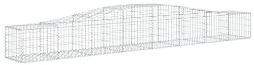 Nqyjm Clôture en Maille de Jardin Panier de Gabions Arqué 400x50x40/60 cm Fer Galvanisé, Mur à Gabion Cages à Pierres pour Terrasse Extérieur Pelouse Décorative Model 1