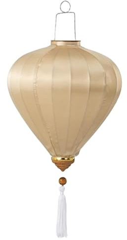 Linterna Ovalada Tradicional de Seda, Paquete de 2 farolillos Colgantes Seda China Multicolor 12.0 in con borlas(Champagne)