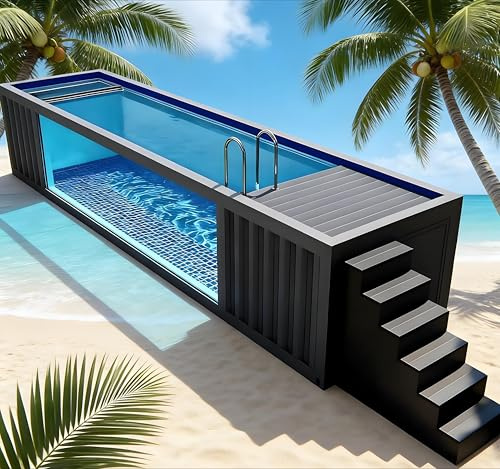 Kit completo di lusso per la spedizione, piscina in fibra di vetro da 6 m e 40 piedi con pompa filtrante, riscaldatore, recinzione di sicurezza e illuminazione a LED, per ville residenziali, giardino