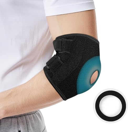 BUTBU Elbow Support, Elbow Brace for Men and Women, Adjustable Tennis elbows Support Strap with Gel Pad, Arm supports Sleeves for Tendonitis, Golfers, Weightlifting, Gym, Arthritis Pain Relief (Black)