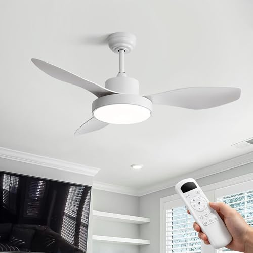 OZEANOS Ventilatore da Soffitto con Luce, Lampadario Ventilatore Moderno 120cm, Motore DC Silenzioso, Telecomando, Plafoniera LED, 6 Velocità, Reversibile, Soggiorno Camera Letto