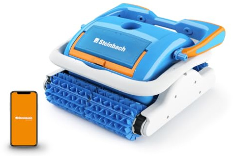 Steinbach Poolrunner APPcontrol – 061023 – Vollautomatischer Bodensauger mit App-Steuerung für Pools bis zu 50 m² Bodenfläche – Auch für Salzwasser geeignet
