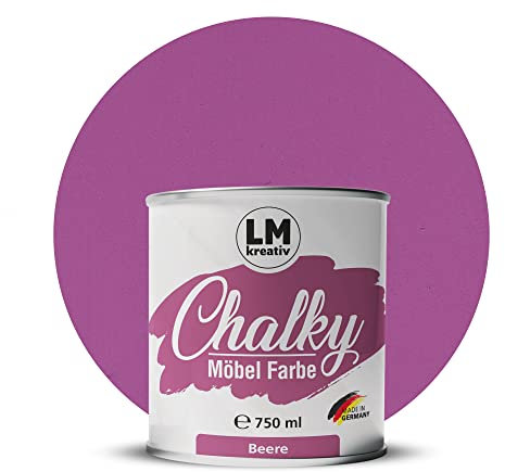 Chalky Möbelfarbe Kreidefarbe für Möbel 750 ml / 1,05 kg (Beere), matt finish In- & Outdoor Kreide-Farbe für Shabby-Chic, Vintage Look, Landhaus Stil Möbel streichen