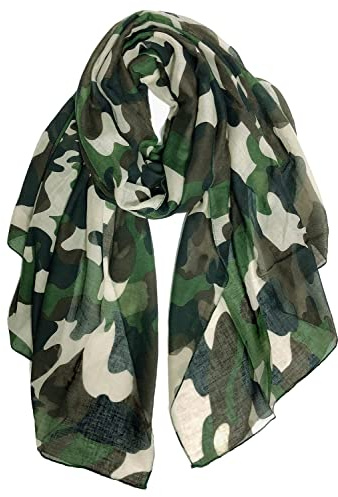 DAMILY Schals & Tücher für Damen Baumwollschal Sommerschal Große Blau Halstuchs Camouflage Kopftuch Hijab Warm