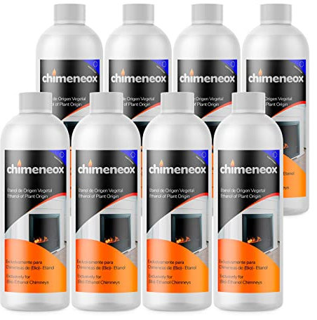 Caja 8 Botellas de 1 litro Bioetanol 99,5% Origen Vegetal para chimeneas | chimeneox