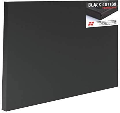 Honsell 19010 - Keilrahmen Black Cotton Vernissage, hochwertige schwarze Leinwand auf XL-Leistenprofil, ca. 10 x 10 cm, 100 Prozent Baumwolle, trommelhart bespannt auf Fichtenholz