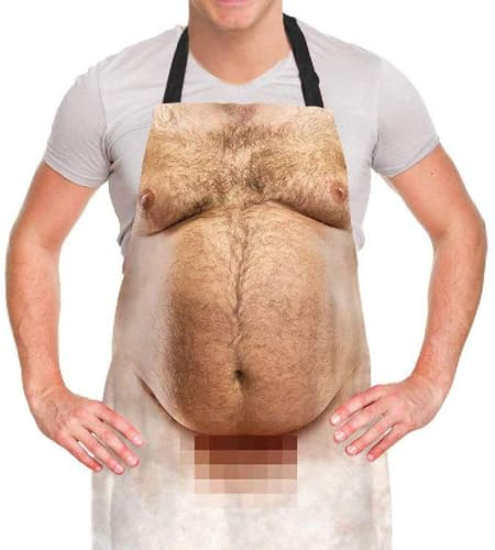 A AIFAMY Lustige Männer Kochen Grillen Schürzen Bauch BBQ Lustige Gag Geschenke für Weihnachten Weiß Elefant Geschenk Austausch