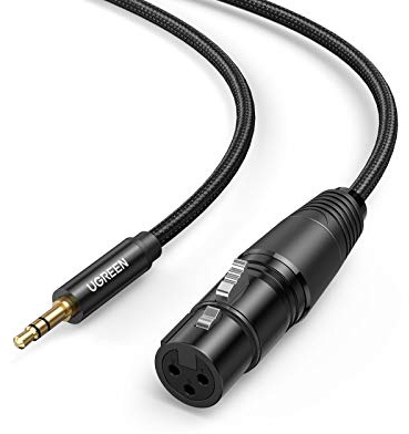 UGREEN Cavo Audio XLR Jack 3,5 mm, Cavo Stereo 3,5 mm Maschio a XLR Femmina Nylon Intrecciato Compatibile con iPod Telefono Microfono Mixer Sistema HiFi Amplificatore Altoparlante (1M)