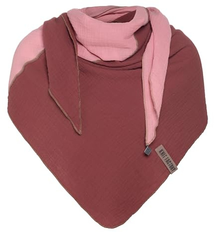 Knit Factory - Fay Trekantssjal - Stone Red/Pink - 190x85 cm