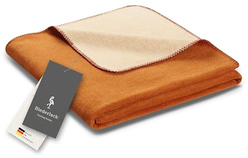 biederlack® Wohndecke Double Optic in Terra-Beige, Sofadecke in 150x200 cm | Made in Germany, weiche Kuscheldecke aus Baumwolle und Polyacryl, helle Couch-Decke in Melange-Optik, OEKO-TEX Made in Green