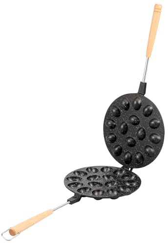 GWCYMYD Stampo per Biscotti a Forma di Noce con 16 Fori, Rivestimento Antiaderente, Manico in Legno Rimovibile, Multifunzionale, Stampo da Forno per Noci, Forme per Noci da