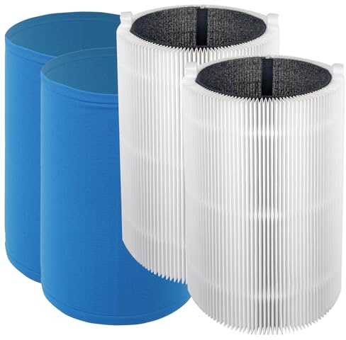 Spares2go Filter Kit for Blueair Air Purifier HEPA Carbon Sleeve Blue Pure 411 3210 Joy S (Pack of 2)