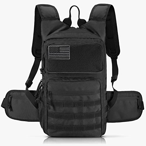 FRTKK Taktischer Trinkrucksack, militärischer Molle-Wasserrucksack, Tagesrucksack für Radfahren, Wandern, Laufen, Klettern, Jagen, Radfahren (schwarz)