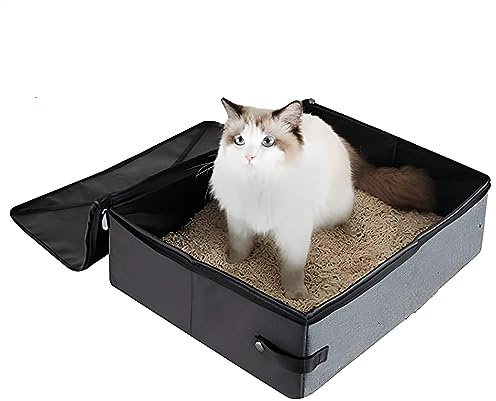 Katzenklo Blumentopf, Reise Katzenklo, wasserdichte Katzenklo mit Sieb Und Reißverschluss, Cat Litter Box für Unterwegs, für Katze Faltbare Oxford-Tuch mit Bezug Geeignet für Zuhause