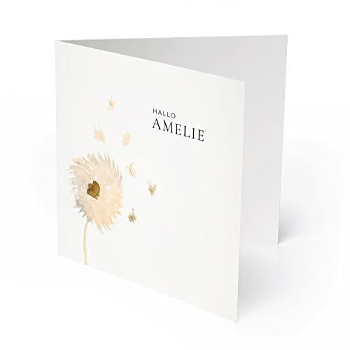 (20 x) Geburtskarten Danksagungskarten Geburt Baby Karte Dankeskarte Mädchen - Pusteblume