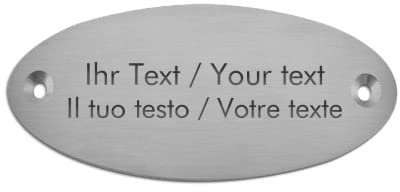 Targa campanello con incisione personalizzata – 115 x 45 mm, ovale – targhetta in acciaio inox spazzolato