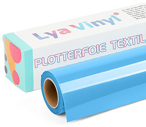 Lya Vinyl Plotterfolie Textil, 30,5 × 305cm See Blau Flexfolie Plotter Textil für Cricut und Silhouette Cameo, Textilfolie Plotter für DIY Stoff und Shirt