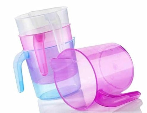 Best House Transparent Plastic Mug/Jug with Handle 1.5 litres Ideal for Home, Kitchen, DIY, Laboratory, Arts & Crafts - (We Send White Transparent Color)(Pack of 2)