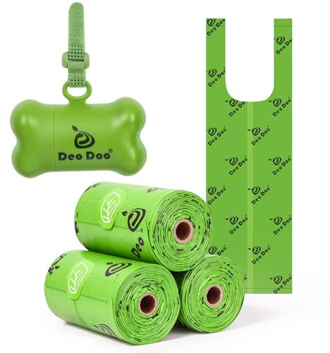 Hundekotbeutel mit Henkel, Duft des Kirschblüte, 45 Stück Hunde Kotbeutel Rollen mit Kotbeutelspender, Auslaufsichere und Starke Kotbeutel für Katze 3 rolls green poop bags