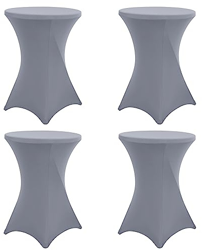 4er-Set Hellgrau Stretch Stehtisch Husse, Spandex Quadratische Ecktischdecke Passend für Ø 80-85cm Kleine Bar Esstische,Waschbare Tischdecken für Mariage Réceptions - und Kneipentische（80×110 cm） | Elastische Bistrotisch Husse, Blickdicht und Waschbar für Hochzeit, Catering, Messe und Empfang.