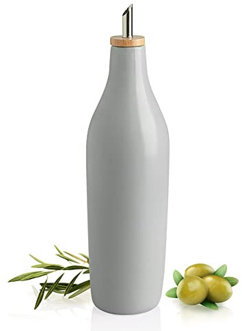Sweejar Home Olivenölspenderflasche aus Keramik, blickdicht, schützt Öl, um Oxidation zu reduzieren, geeignet für die Lagerung von Öl, Essig, Kaffeesirup und anderen Flüssigkeiten, 480 ml, 1 Stück