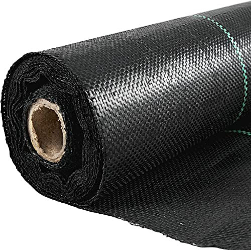 VEVOR Telo Pacciamatura Anti Erbacce, 6,5x300 ft Copertura Resistente al Suolo del Paesaggio della Barriera dell'erbaccia Tessuta PP Resistente, 3.0 Oz, Tessuto Geotessile per Giardino Colore Nero