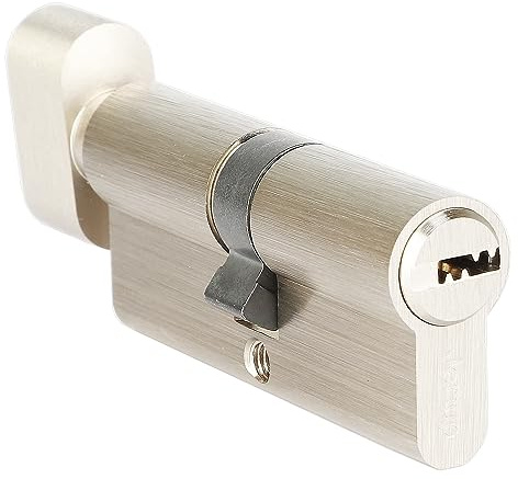 Jeriup 80mm(35/10/35) KEYED Alike (Multiple cylinders Sharing one Key) Copper Euro Profile Lock Cylinder with 5 Keys (dimple), Single Open, Satin Nickle, Anti-Rust, Corrosion Resistant, Anti-Theft