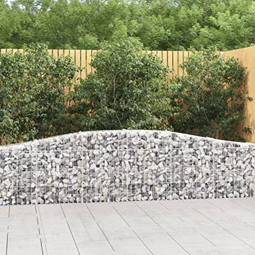 BaraSh Gabionen mit Hochbogen 4 STK. 400x30x60/80 cm Verzinktes Eisen GabionenköRbe Gabionen ZubehöR Zaun Garten Gabionengitter