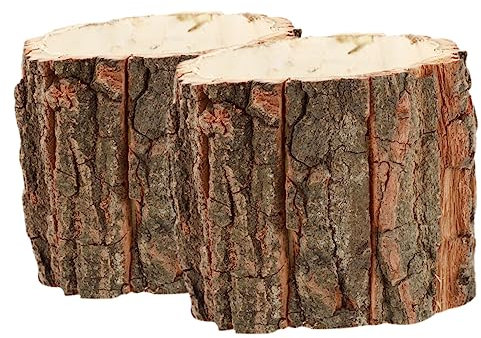 Housoutil 2stücke Blumentopf Baumstumpf-Form Holz Pflanzgefäß Für Außenbereich Garten Dekoration Blumenkübel Rustikal Baumstumpf-dekor Pflanzgefäß Aus Holzfässern Pflanzgefäße Im Landhaussti