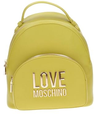 Moschino Love Mochila de piel sintética con bolsillo y placa logo verde lima, Verde