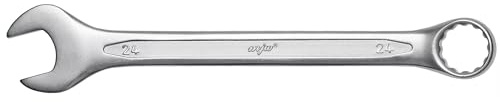 MJW Ringschlüssel 24 mm - Maul-Ringschlüssel aus CrV Stahl, DIN 3113 15° abgewinkelter Ring & Gabel ergonomischer Griff Werkzeug für Werkstatt