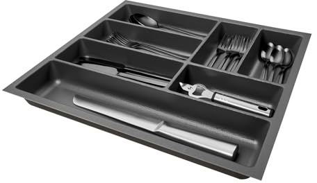 SO-BOX 3 Besteckkasten, Anthrazit, B=39,1 x T=47,3 cm, mit Kanvas-Struktur | Für 50er Nobilia-Schubladen ab August 2012 und weitere Küchen, Tiefe 47,3 cm.