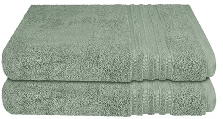 Schiesser Badetuch | 2er Set | 100% Baumwolle | Hellgrün | Hoch-Tief-Optik | 70x140 cm | weich & saugstark | sorgfältig eingenähter Kordelaufhänger | OEKO-TEX® MADE IN GREEN