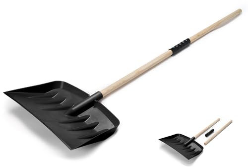Compact Snow Shovel Heavy Duty Traditional with Wooden Detachable Collapsible Handles for Snow Removal Tool for Car Travel, Home, Outdoor, Garden and Camping (Compact Shovel)