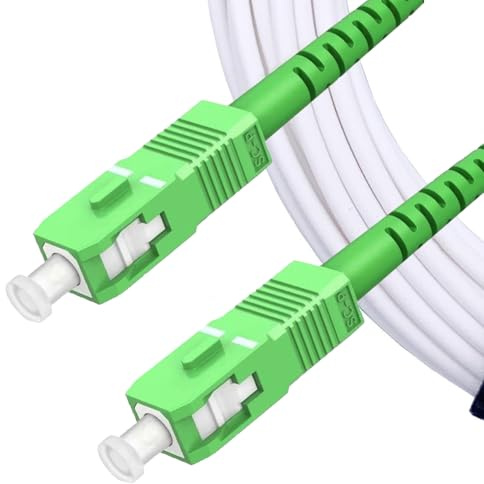 Elfcam® - 10mCâble à Fibre Optique pour Orange Livebox, Les Box Red SFR et Bouygues Telecom Bbox, SC/APC vers SC/APC Simplex Monomode OS2 9/125μm LSZH, Blanc(10m)