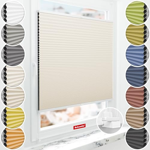 Schuette® Wabenplissee ohne Bohren ● Blackout x Honey ● Calm Coast (Beige) ● 60x120cm (Breite x Höhe) ● Suprafix Klemmhalter X ● 60 Sekunden Montage