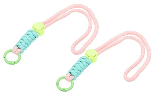 PATIKIL Llavero con Cordón de Cuerda de Paracaídas 2 Llaveros para Teléfono Celular Correa Trenzada con Anillo de Resorte para Colgar Llave Rosa Verde Claro Azul Cielo