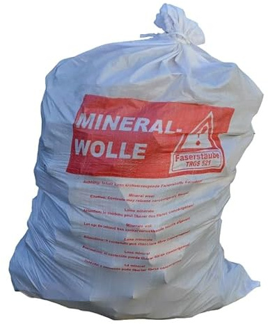 B teurobrecher Mineralwollsack, KMF Sack, Big Bag MiWo 50 Stück 140x220 cm | Für Mineralfaserabfälle, Transportsack mit Aufdruck, Glaswolle/Isolierwolle