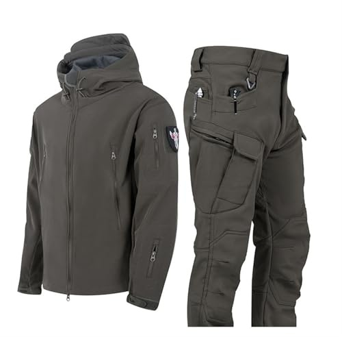 Vinterskiddräkter För Män, Men Vintervarma Skiddräkter Jacka Och Byxor Set Med Armband Och Bälte, Trendiga Lösa Och Isolerade Vattentäta Bergsklättrarkläder, För Snöskoter(Gray,4XL)