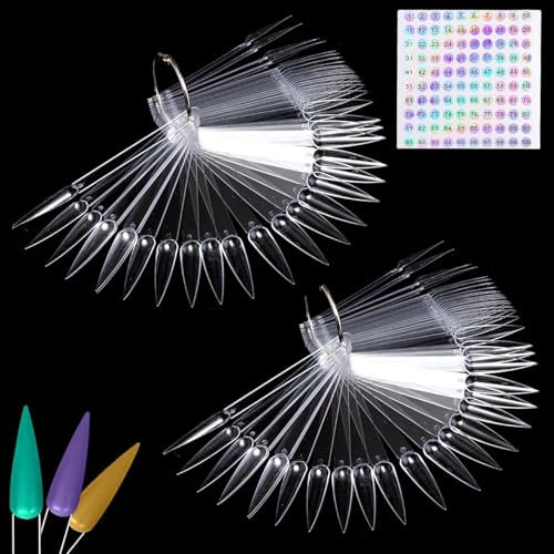 Nuanciers d'ongles avec étiquettes 100 pièces Bâtons d'échantillons d'ongles Présentoir de couleurs d'ongles Embouts d'affichage d'ongles Bâtons d'astuces d'art d'ongle (transparent)