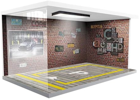 Vitrine de voiture - Vitrine de garage acrylique 1:24 LED, boîtier rechargeable par USB avec éclairage, vitrine de véhicule avec parking pour collectionneurs de voitures
