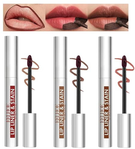 Pakivs 3Pcs Peel Off Lip Liner Fleck,Langlebiger Tattoo Lipliner,Wasserdichter Peel Off Matte Finish Lippenfleck,Lip Liner Tattoo Hochpigmentierter Lipgloss für Frauen