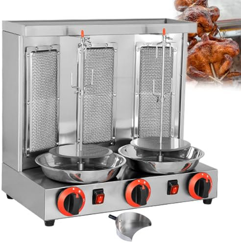 GESAIDES Máquina para Asar Kebab con Centrifugado, Asador Vertical a Gas, Máquina para Shawarma, Máquina para Asar Kebab con Centrifugado, Asador Vertical para Parrilla Comercial Doméstica