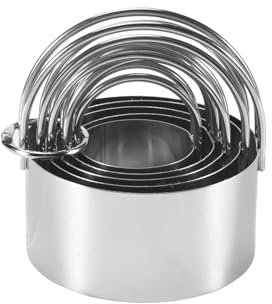 Okeeyseda Cortador de Galletas de 5 Piezas con Manejar - Cortador de Rosquillas de CíRculo Redondo de Acero Inoxidable Cortador de Galletas Moldes para Hornear 5 TamañOs