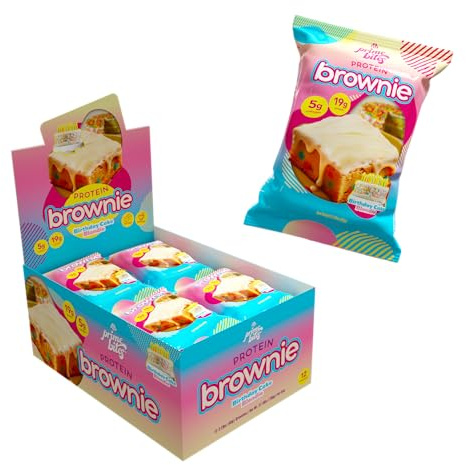 Prime Bites Protein Brownie di Alpha Prime Supplements, 16-19 g di proteine, 5 g di collagene, delizioso snack senza sensi di colpa, 12 barrette per scatola (torta di compleanno biondo)