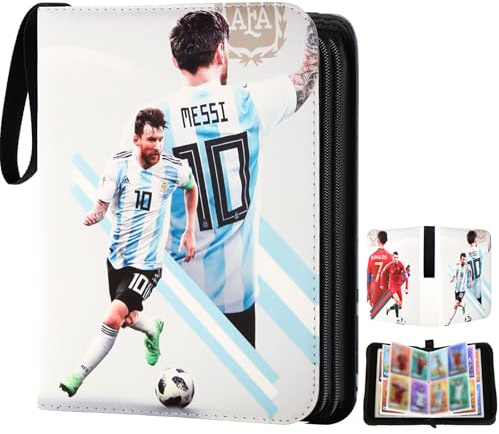 Card Albums10 Card Binder, Football Trading Holder Binder Collectible for Kids, PU Leather Cards Trainer Albums, Binder for 50 Page - Capacity 400Cards Birthday Football for Boys