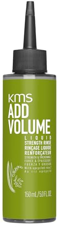 KMS ADDVOLUME Liquid Strengthening Rinse für feines bis mittelstarkes Haar, 20x stärkeres Haar, mehr Fülle und Stärke, vegane Formulierung mit upgecyceltem Reis, ohne Silikone, 150ml