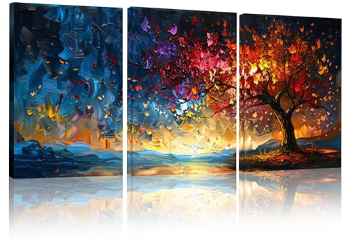 KiKiHong Tree Of Life Wall Art Set of 3 Modern Canvas Prints Posters Canvas Wall Art for Living Room, Bedroom, Hallway, Kitchen or Office(30×40cm)